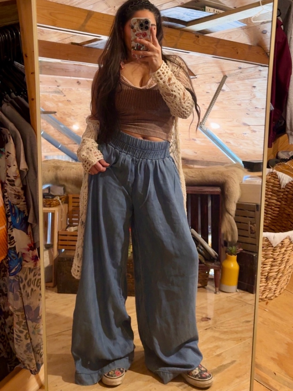 Sneak Peek 100% Lyocell Chambray Wide Leg Pants | Size Small